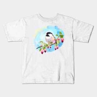 Chickadee on currant branch Kids T-Shirt